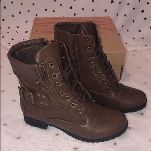 Combat Military Brown Ankle Boots